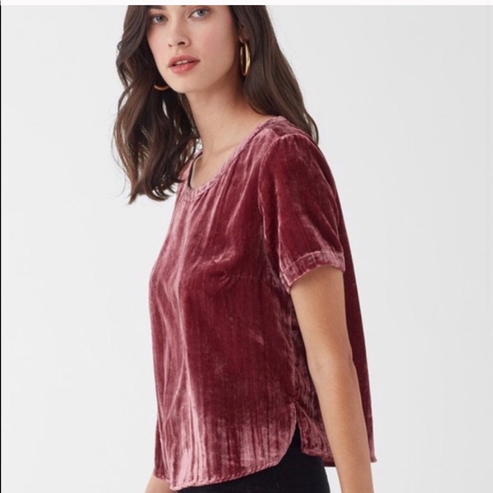 Splendid Women's Velvet Short Sleeve Tee Ruby - Picture 3 of 8